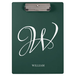 Initial Personalisiert Elegant Emerald Monogram Klemmbrett