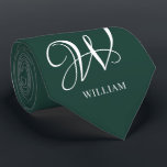 Initial Personalisiert Elegant Emerald Monogram Krawatte<br><div class="desc">Einfache,  individuelle Erstmonogramm in moderner Typografie. Perfektes Geschenk mit persönlicher Touch</div>