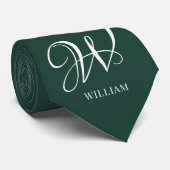 Initial Personalisiert Elegant Emerald Monogram Krawatte (Gerollt)