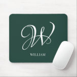 Initial Personalisiert Elegant Emerald Monogram Mousepad<br><div class="desc">Einfache,  individuelle Erstmonogramm in moderner Typografie. Perfektes Geschenk mit persönlicher Touch</div>