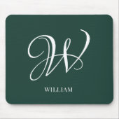 Initial Personalisiert Elegant Emerald Monogram Mousepad (Vorne)