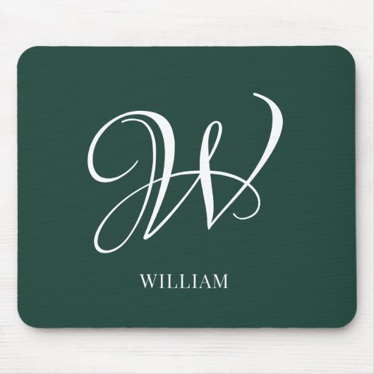 Initial Personalisiert Elegant Emerald Monogram Mousepad (Vorne)