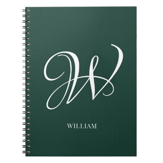 Initial Personalisiert Elegant Emerald Monogram Notizblock (Vorderseite)