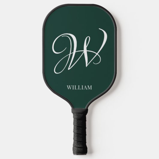 Initial Personalisiert Elegant Emerald Monogram Pickleball Schläger (Vorderseite)