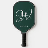 Initial Personalisiert Elegant Emerald Monogram Pickleball Schläger (Rückseite)