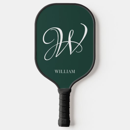 Initial Personalisiert Elegant Emerald Monogram Pickleball Schläger (Rückseite)