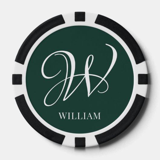 Initial Personalisiert Elegant Emerald Monogram Pokerchips (Vorderseite)