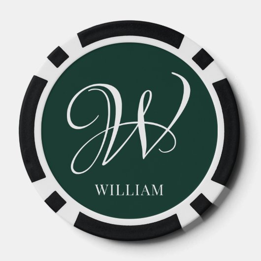Initial Personalisiert Elegant Emerald Monogram Pokerchips (Rückseite)