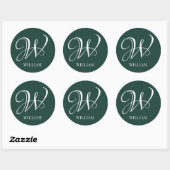 Initial Personalisiert Elegant Emerald Monogram Runder Aufkleber (Blatt)