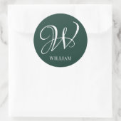 Initial Personalisiert Elegant Emerald Monogram Runder Aufkleber (Tasche)