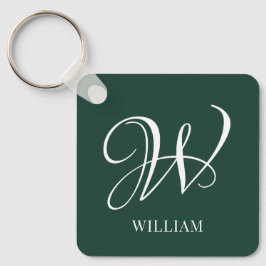 Initial Personalisiert Elegant Emerald Monogram Schlüsselanhänger