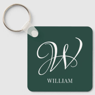Initial Personalisiert Elegant Emerald Monogram Schlüsselanhänger