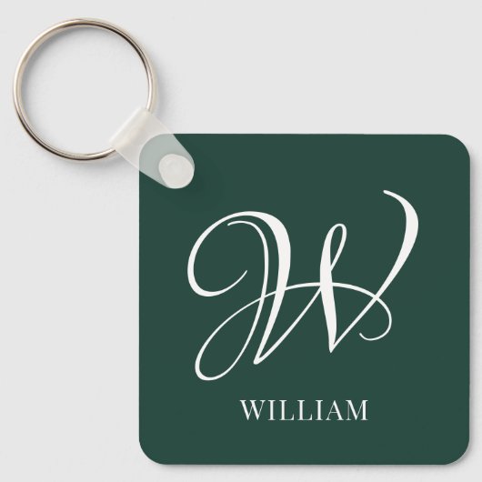 Initial Personalisiert Elegant Emerald Monogram Schlüsselanhänger (Vorderseite)