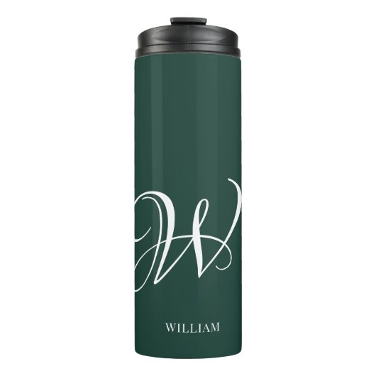 Initial Personalisiert Elegant Emerald Monogram Thermosbecher (Vorderseite)