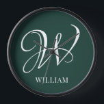Initial Personalisiert Elegant Emerald Monogram Uhr<br><div class="desc">Einfache,  individuelle Erstmonogramm in moderner Typografie. Perfektes Geschenk mit persönlicher Touch</div>