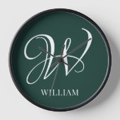 Initial Personalisiert Elegant Emerald Monogram Uhr (Vorderseite)