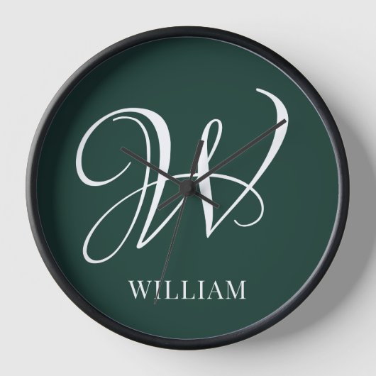 Initial Personalisiert Elegant Emerald Monogram Uhr (Vorderseite)