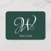 Initial Personalisiert Elegant Emerald Monogram Visitenkarte (Vorderseite)
