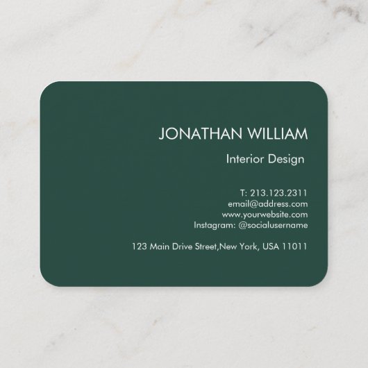 Initial Personalisiert Elegant Emerald Monogram Visitenkarte (Rückseite)