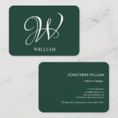 Initial Personalisiert Elegant Emerald Monogram Visitenkarte (Vorne/Hinten)
