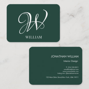 Initial Personalisiert Elegant Emerald Monogram Visitenkarte