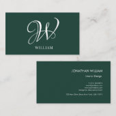 Initial Personalisiert Elegant Emerald Monogram Visitenkarte (Vorne/Hinten)