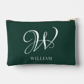 Initial Personalisiert Elegant Emerald Monogram Zubehörtasche (Rückseite)