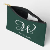 Initial Personalisiert Elegant Emerald Monogram Zubehörtasche (Offen)