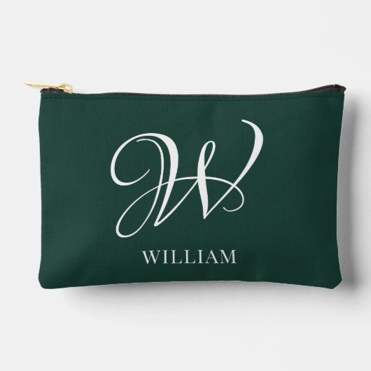 Initial Personalisiert Elegant Emerald Monogram Zubehörtasche (Vorderseite)