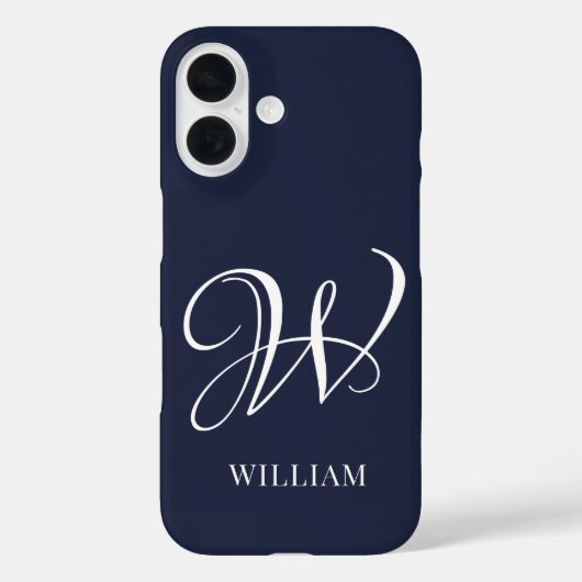 Initial Personalisiert Elegant Navy Blue Monogram Case-Mate iPhone Hülle (Rückseite)