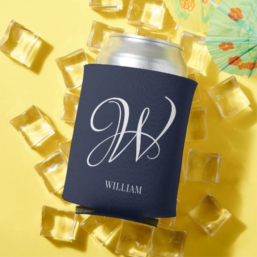 Initial Personalisiert Elegant Navy Blue Monogram Dosenkühler (In Situ Sommer)
