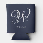Initial Personalisiert Elegant Navy Blue Monogram Dosenkühler (Rückseite)