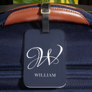Initial Personalisiert Elegant Navy Blue Monogram Gepäckanhänger