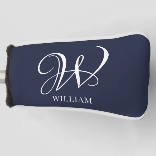 Initial Personalisiert Elegant Navy Blue Monogram Golf Headcover (Vorderseite)