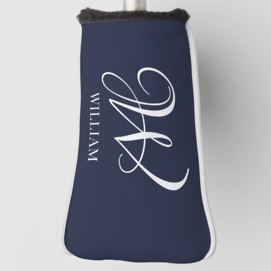 Initial Personalisiert Elegant Navy Blue Monogram Golf Headcover (Rotieren 90)