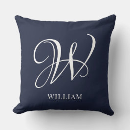 Initial Personalisiert Elegant Navy Blue Monogram Kissen