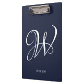 Initial Personalisiert Elegant Navy Blue Monogram Klemmbrett (Links)