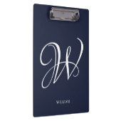 Initial Personalisiert Elegant Navy Blue Monogram Klemmbrett (Rechts)