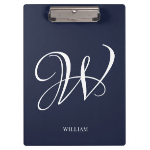 Initial Personalisiert Elegant Navy Blue Monogram Klemmbrett