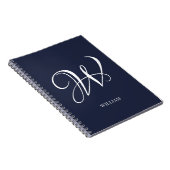 Initial Personalisiert Elegant Navy Blue Monogram Notizblock (Rechte Seite)