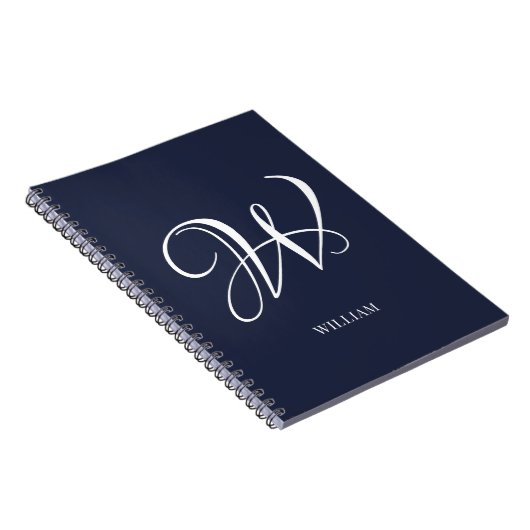 Initial Personalisiert Elegant Navy Blue Monogram Notizblock (Rechte Seite)