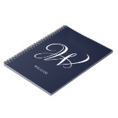 Initial Personalisiert Elegant Navy Blue Monogram Notizblock (Linke Seite)