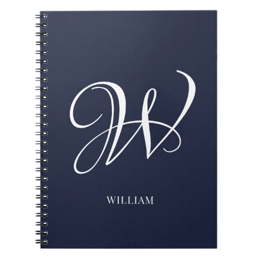 Initial Personalisiert Elegant Navy Blue Monogram Notizblock (Vorderseite)
