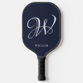 Initial Personalisiert Elegant Navy Blue Monogram Pickleball Schläger (Vorderseite)