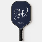 Initial Personalisiert Elegant Navy Blue Monogram Pickleball Schläger (Rückseite)