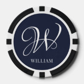 Initial Personalisiert Elegant Navy Blue Monogram Pokerchips (Vorderseite)