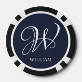 Initial Personalisiert Elegant Navy Blue Monogram Pokerchips (Rückseite)