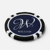 Initial Personalisiert Elegant Navy Blue Monogram Pokerchips (Einzeln)