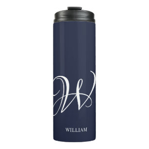 Initial Personalisiert Elegant Navy Blue Monogram Thermosbecher