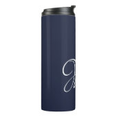 Initial Personalisiert Elegant Navy Blue Monogram Thermosbecher (Nach links gedreht)